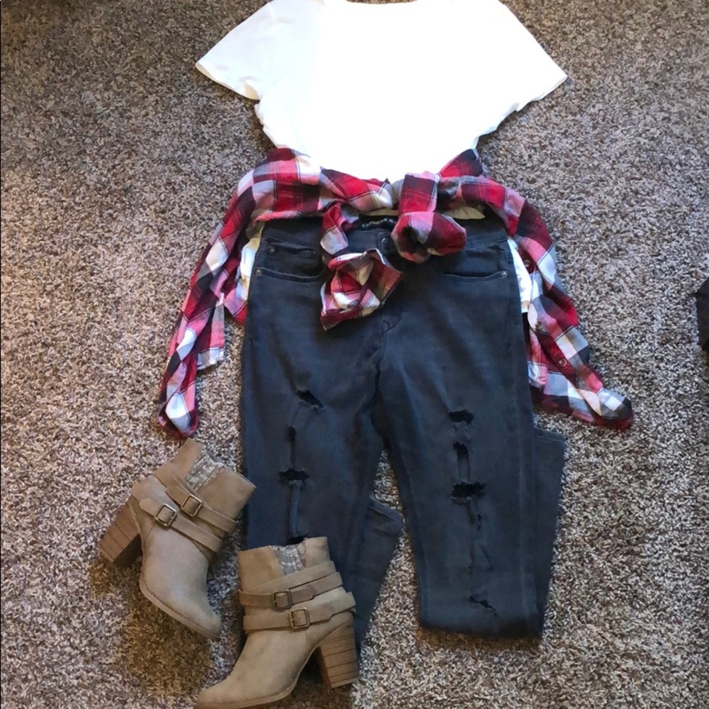 Black Distressed Express Jeggings